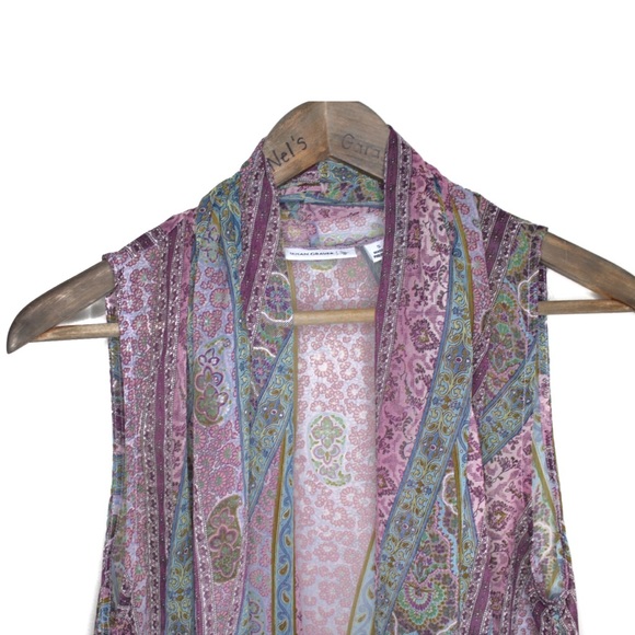 Susan Graver Semi Sheer Mixed Print Long Overlay Small - Picture 3 of 9